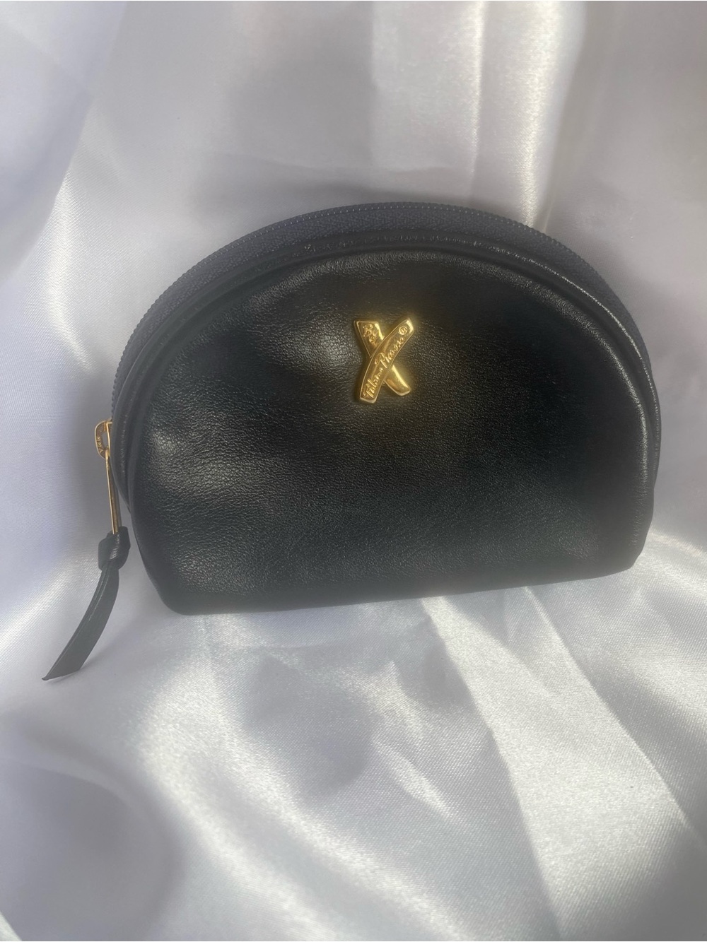 Paloma Picasso Leather Coin Purse Key Holder Bag Charm Black Vintage